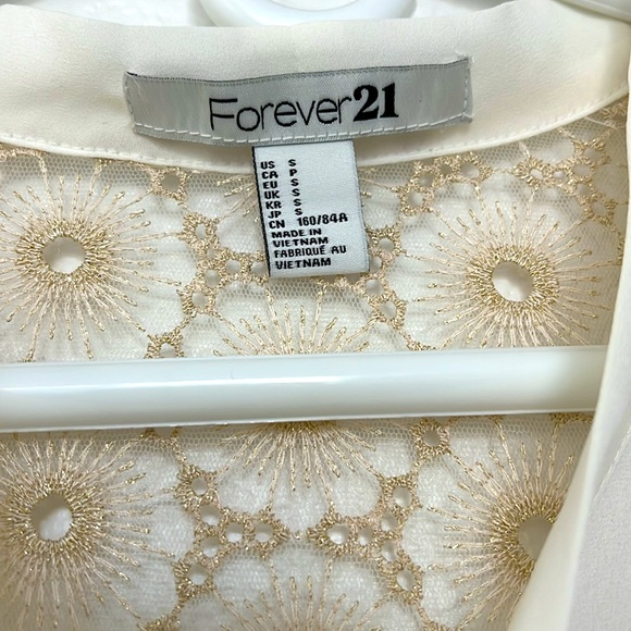 Semi sheer flowy long sleeve blouse with front tie. Forever 21. Small. - Picture 3 of 5